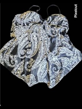 Vintage Plus Size Pegasus Black & White Paisley SwimSuit, Swim Dress